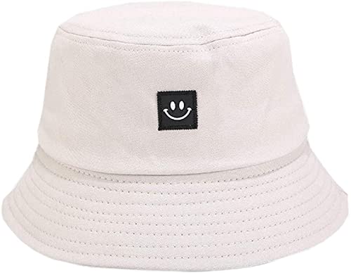 TBSCWYF Bucket Hat Smileygesicht Fischerhut Baumwolle Unisex Cap Breiter Krempe Sonnenhut für Männer Frauen Teenager Outdoor Camping-Schwarz Fischerhüte Herren Damen Anglerhut Faltbar Baumwolle von TBSCWYF