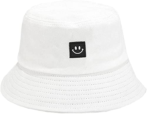 TBSCWYF Bucket Hat Smileygesicht Fischerhut Baumwolle Unisex Cap Breiter Krempe Sonnenhut für Männer Frauen Teenager Outdoor Camping-Schwarz Fischerhüte Herren Damen Anglerhut Faltbar Baumwolle von TBSCWYF