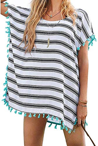 TBSCWYF Damen Baumwolle und Spitzenbluse Strand Bikini Badeanzug Strand Kittel Damen Strandponcho Sommer Strandkleid Sommerkleid Bikini Badeanzug Cover Up von TBSCWYF