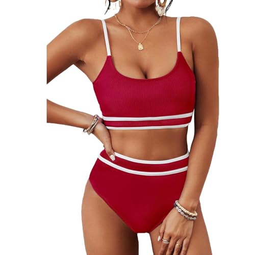 TBSCWYF Damen Bikini Set High Waist Zweiteiliger Badeanzug Crossover Bustier High Waist Bikini Bademode Swimsuit Bikini DurchläSsig Sexy Bademode FüR Damen von TBSCWYF