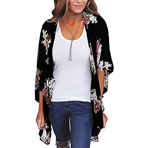 TBSCWYF Damen Bolero Schulterjäckchen aus Chiffon Sommer Elegant Cardigan Durchscheinend ¾ Kurzarm Sleeve Schulterjacke Kimono Strickjacke Leichte Cardigan Alltagskleidung Damen Sommer Jacke von TBSCWYF