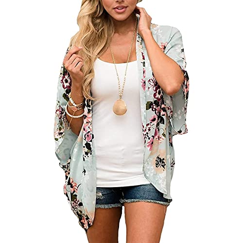 TBSCWYF Damen Bolero Schulterjäckchen aus Chiffon Sommer Elegant Cardigan Durchscheinend ¾ Kurzarm Sleeve Schulterjacke Kimono Strickjacke Leichte Cardigan Alltagskleidung Damen Sommer Jacke von TBSCWYF