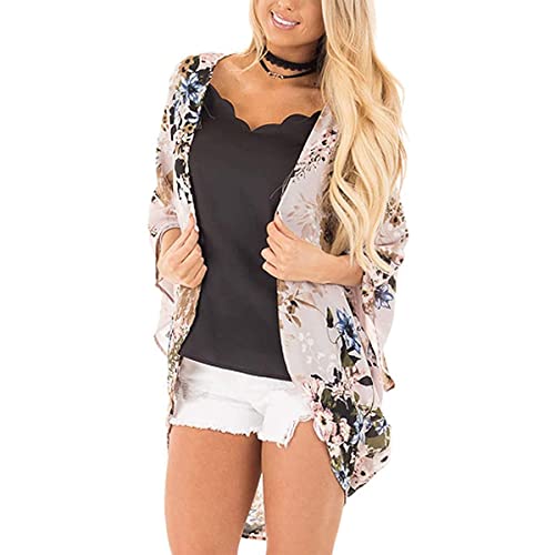 TBSCWYF Damen Bolero Schulterjäckchen aus Chiffon Sommer Elegant Cardigan Durchscheinend ¾ Kurzarm Sleeve Schulterjacke Kimono Strickjacke Leichte Cardigan Alltagskleidung Damen Sommer Jacke von TBSCWYF