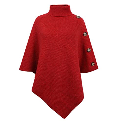 TBSCWYF Damen Feinstrick Überwurf aus Merinowolle Cape Frauen Strick Cardigan Umhängetuch Gestrickter Poncho - Damen Strickponcho mit Kragen Hochwertige Qualitt Poncho Strick Sweatshirt Pullover von TBSCWYF