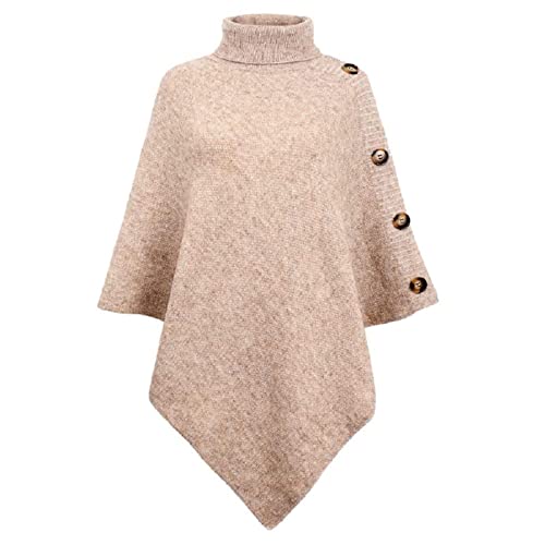 TBSCWYF Damen Feinstrick Überwurf aus Merinowolle Cape Frauen Strick Cardigan Umhängetuch Gestrickter Poncho - Damen Strickponcho mit Kragen Hochwertige Qualitt Poncho Strick Sweatshirt Pullover von TBSCWYF