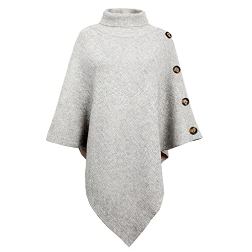 TBSCWYF Damen Feinstrick Überwurf aus Merinowolle Cape Frauen Strick Cardigan Umhängetuch Gestrickter Poncho - Damen Strickponcho mit Kragen Hochwertige Qualitt Poncho Strick Sweatshirt Pullover von TBSCWYF