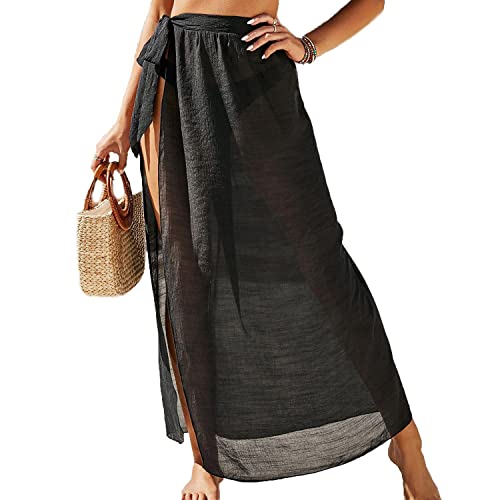 TBSCWYF Damen Sarong Lang Strandkleider Pareo für den Strand Cover Up Badeanzug Vertuschung Chiffon Wickelröcke Sommer Damen Sarong Pareo für den Strand zum Tragen über Badeanzügen von TBSCWYF