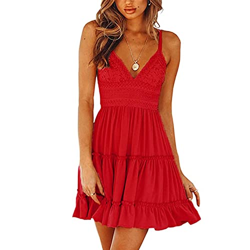 TBSCWYF Damen Sommerkleid Lose Casual Kleid Rundkragen Strandkleid Kleider MiniKleid Damen Blumendruck Kaftan Langes Kleid Strandkleid Pareo Cover ups von TBSCWYF