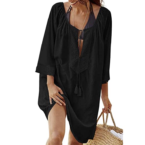TBSCWYF Damen Strandkleid Spitze Strandtunika V Ausschnitt Kurz Sommer Strandponcho Bikini Cover Up Strandkleid Damen Bikini Cover Up Strandponcho Sommer Strand Tunika Strandurlaub TBSCWYF Damen Strandkleid Spitze Strandtunika V Ausschnitt Kurz Sommer Strandponcho Bikini Cover Up Strandkleid Damen Bikini Cover Up Strandponcho Sommer Strand Tunika Strandurlaub von TBSCWYF