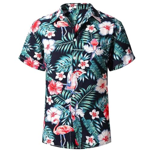 TBSCWYF Herren Funky Hawaiihemd Unisex Kurzarm Vordertasche Urlaub Sommer Aloha Bedruckter Strand Beilaufig Hawaii Hemd Hawaii Hemd Männer Kurzarm Sommer Fronttasche Hawaii-Print Freizeit Funky von TBSCWYF