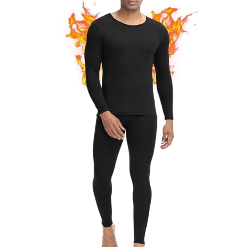 TBSCWYF Herren Thermounterwäsche Set Rundhalsausschnitt Thermounterhemd Lange Thermounterhosen Funktionsunterwäsche Unterwäsche Sport Kompressionsanzug für Workout Skifahren von TBSCWYF