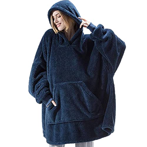 TBSCWYF Oversized Sweatshirt Unisex Sherpa Hooded Portable Cuddly Blanket Übergroße Sherpa Hoodie Sweatshirt Decke Weiche Warme Riesen Fronttasche Plüsch Pullover Decke mit Kapuze von TBSCWYF