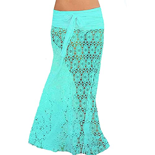 TBSCWYF Strand Wrap Sarong Vertuschung Chiffon Badeanzug Wickelröcke Damen Blumendruck Schulterfrei Chiffon Strandkleid Sommerkleid Bademode Kleid Strandponcho Pareos (Grün) von TBSCWYF