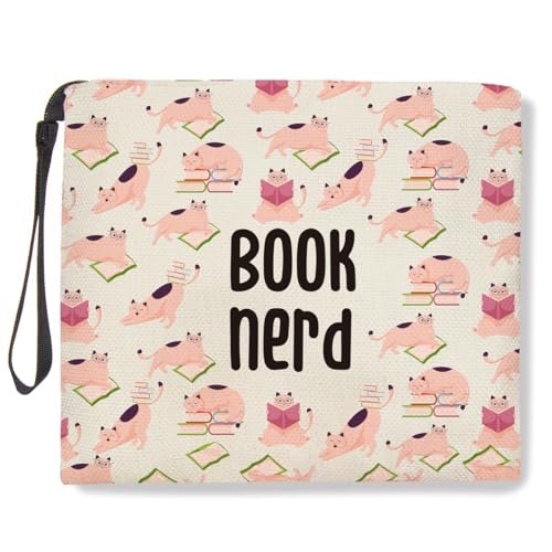 Make-up-Tasche für Buchliebhaber, Kosmetiktasche, Reisetasche, Bibliothekarin, Geschenk, Reißverschluss, Hautpflege, Bücherwurm, Geburtstagsgeschenk für Frauen, Mehrfarbig0472, 9.5*7.9 inch von TBT