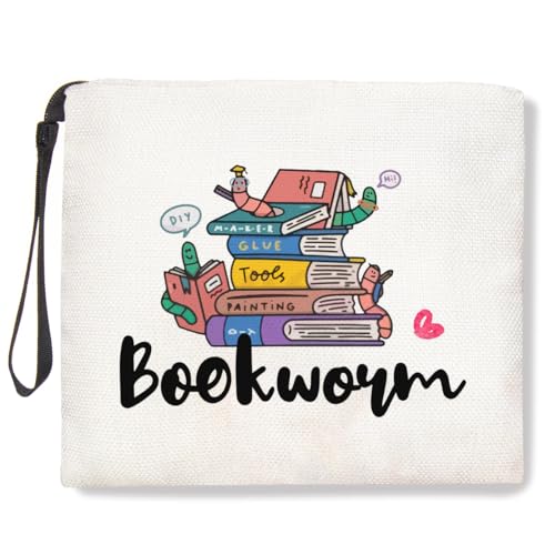 Make-up-Tasche für Buchliebhaber, Kosmetiktasche, Reisetasche, Bibliothekarin, Geschenk, Reißverschluss, Hautpflege, Bücherwurm, Geburtstagsgeschenk für Frauen, Polychromatic490, 9.5*7.9 inch von TBT