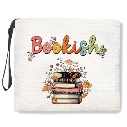 Make-up-Tasche für Buchliebhaber, Kosmetiktasche, Reisetasche, Bibliothekarin, Geschenk, Reißverschluss, Hautpflege, Bücherwurm, Geburtstagsgeschenk für Frauen, Polychromatic491, 9.5*7.9 inch von TBT