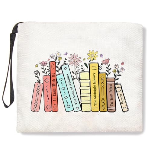 Make-up-Tasche für Buchliebhaber, Kosmetiktasche, Reisetasche, Bibliothekarin, Geschenk, Reißverschluss, Hautpflege, Bücherwurm, Geburtstagsgeschenk für Frauen, Polychromatisch 488, 9.5*7.9 inch von TBT