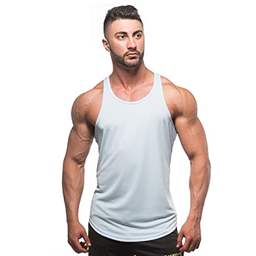 LYDHDY Baumwolle Weste Herren Bodybuilding Gym Fitness Tank Tops Sleeveless O Neck Singlet Schnell trockener Sport Running Workout Muskeluntershirt (Color : Blanc, Size : XXL) von TBTROQXCT