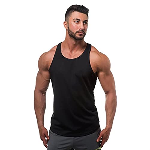 LYDHDY Baumwolle Weste Herren Bodybuilding Gym Fitness Tank Tops Sleeveless O Neck Singlet Schnell trockener Sport Running Workout Muskeluntershirt (Color : Noir, Size : XXL) von TBTROQXCT