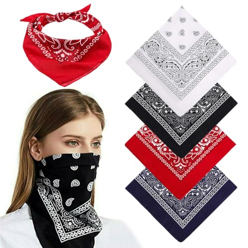 4pcs Bandana Tuch Damen/Herren/Kinder - Kopftuch aus 100% Baumwolle - Multifunktionstuch in Einheitsgröße von TBUQNZA