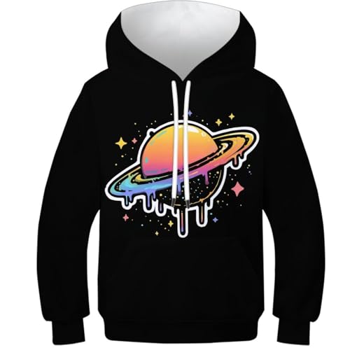 Saturn 3D Print KinderHoodies Cartoon -Stil Pullover Jungen Mädchen - Kapuze+Tasche, Langarm, Hautfreundlich 7-9Y von TBZXEEWOE
