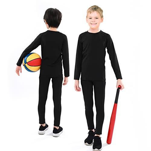 TBoonor Thermounterwäsche Kinder Skiunterwäsche Set Sport Funktionsunterwäsche Jungen Atmungsaktiv Fussball Thermo Unterwäsche Winter Sportunterwäsche Warme Thermohose und Thermoshirt Mädchen von TBoonor