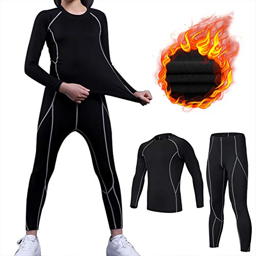 TBoonor Thermounterwäsche Kinder Skiunterwäsche Set Sport Funktionsunterwäsche Jungen Atmungsaktiv Fussball Thermo Unterwäsche Winter Sportunterwäsche Warme Thermohose und Thermoshirt Mädchen von TBoonor