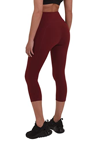 TCA Damen Equilibrium Lauf/Yoga hohe Taille Capri Leggings mit Seitentasche - Cabernet, S von TCA