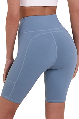 TCA Damen Equilibrium Yoga-Shorts hohe Taille mit Handytasche - Hellblau, XL von TCA