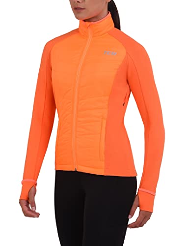 TCA Damen Excel Runner ganzjährige, leichte, wasserabweisende verstaubare Laufjacke - Orange, L von TCA