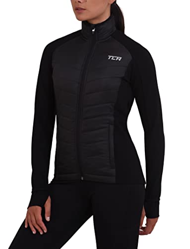 TCA Damen Excel Runner ganzjährige, leichte, wasserabweisende verstaubare Laufjacke - Schwarz, XL von TCA