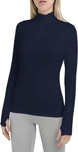 TCA Damen Fusion Quickdry Leichtes Laufshirt mit Reißverschlusstasche - Dunkelblau, M von TCA
