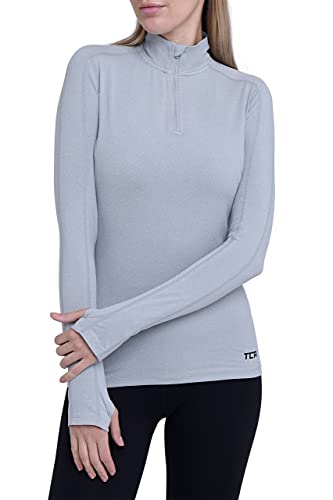 TCA Damen Fusion Quickdry Leichtes Laufshirt mit Reißverschlusstasche - Grau, S von TCA