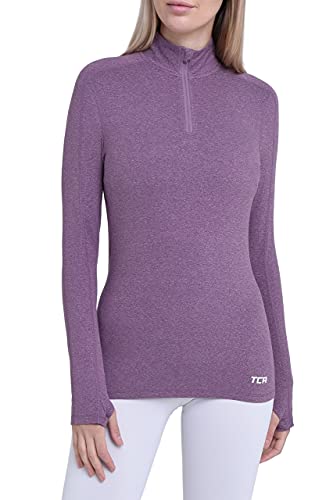 TCA Damen Fusion Quickdry Leichtes Laufshirt mit Reißverschlusstasche - Lila, M von TCA