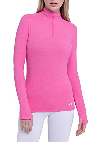 TCA Damen Fusion Quickdry Leichtes Laufshirt mit Reißverschlusstasche - Rosa, M von TCA