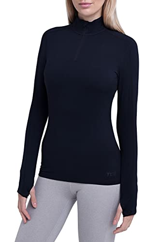 TCA Damen Fusion Quickdry Leichtes Laufshirt mit Reißverschlusstasche - Schwarz, M von TCA