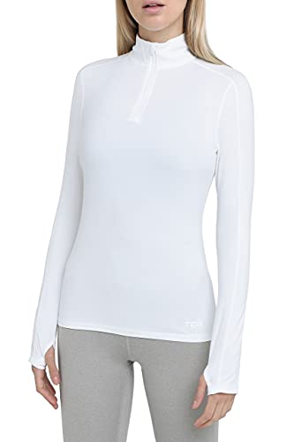 TCA Damen Fusion Quickdry Leichtes Laufshirt mit Reißverschlusstasche - Weiss, L von TCA