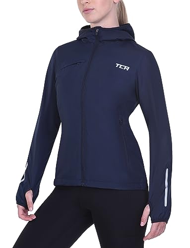 TCA Damen Lauf-Softshelljacke. Reflektierende atmungsaktive Packable-Jacke mit Reißverschlusstaschen - Dunkelblau, M von TCA