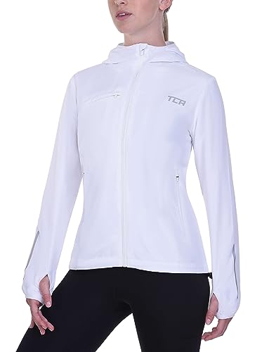 TCA Damen Lauf-Softshelljacke. Reflektierende atmungsaktive Packable-Jacke mit Reißverschlusstaschen - Weiss, XL von TCA