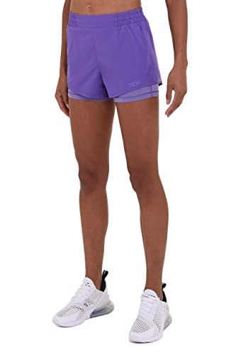 TCA Damen Performance 2-in-1 Laufshorts mit Innerer Kompressionshose und Reißverschlusstasche - Lila, L von TCA