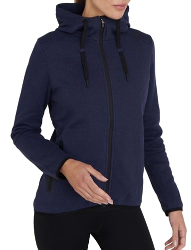 TCA Damen Revolution Hoodie, Sweatjacke mit Kapuze und Reißverschlusstaschen - Dunkelblau, S von TCA