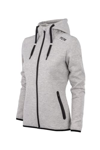 TCA Damen Revolution Hoodie, Sweatjacke mit Kapuze und Reißverschlusstaschen - Hellgrau, L von TCA