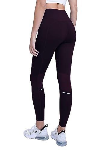 TCA Damen SuperThermo Performance enganliegende Laufhose, figurbetonte High Waist Leggings mit Handytasche - Lila, L von TCA