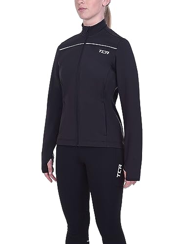 TCA Damen Thermische Radlaufjacke. Reflektierende atmungsaktive winddichte Jacke mit Reißverschlusstaschen - Schwarz, L von TCA