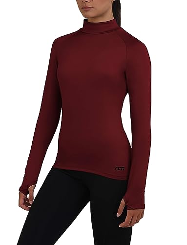 TCA Damen Thermo-Laufshirt, Funktionsshirt Langarm, Kompressions Laufoberteil - Cabernet, L von TCA