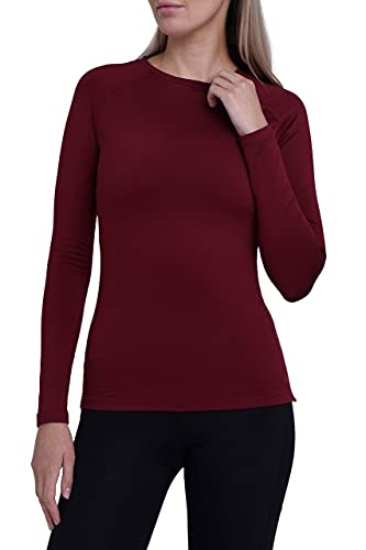 TCA Damen Thermo-Laufshirt, Funktionsshirt Langarm, Kompressions Laufoberteil - Cabernet, XS von TCA