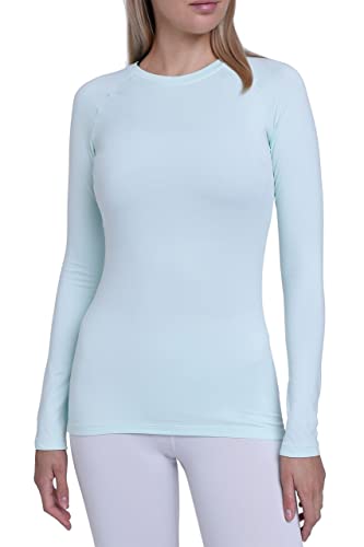 TCA Damen Thermo-Laufshirt, Funktionsshirt Langarm, Kompressions Laufoberteil - Hellblau, XXL von TCA