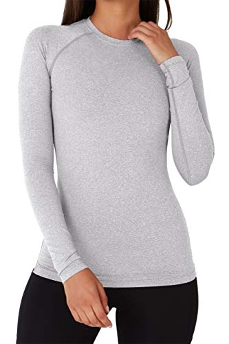 TCA Damen Thermo-Laufshirt, Funktionsshirt Langarm, Kompressions Laufoberteil - Hellgrau, L von TCA