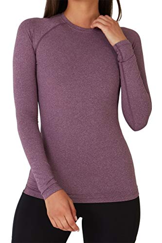 TCA Damen Thermo-Laufshirt, Funktionsshirt Langarm, Kompressions Laufoberteil - Lila, S von TCA