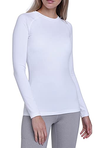 TCA Damen Thermo-Laufshirt, Funktionsshirt Langarm, Kompressions Laufoberteil - Weiss, L von TCA